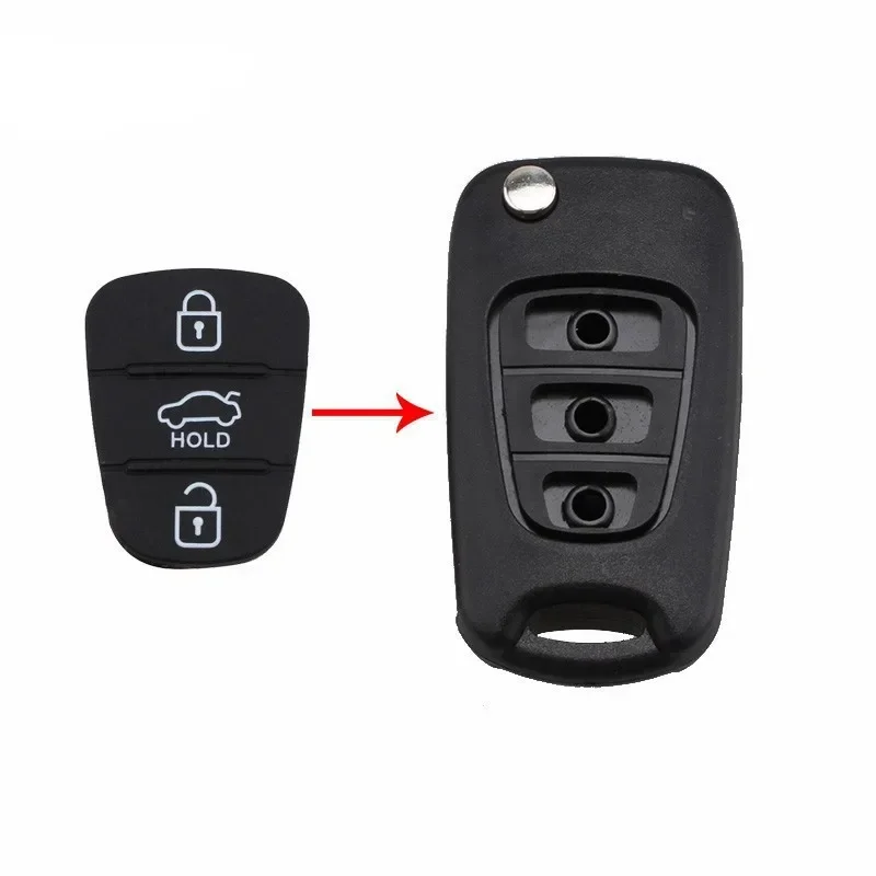 Car Key Shell Fob Rubber Pad 3 Buttons Remote Fit for Hyundai Solaris Accent Tucson L10 L20 L30 IX35 Kia K2 K5 Rio Ceed Key Case