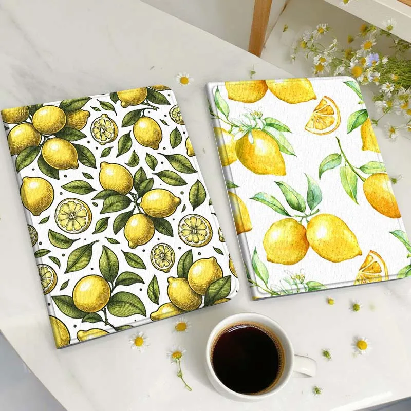 

Lemon Fruit Leaf Pattern Tablet Case For Huawei Honor MatePad MediaPad Air 5 6 7 11 V6 V7 V8 V9 X9 X8 T10 T10s C5e T5 Gift