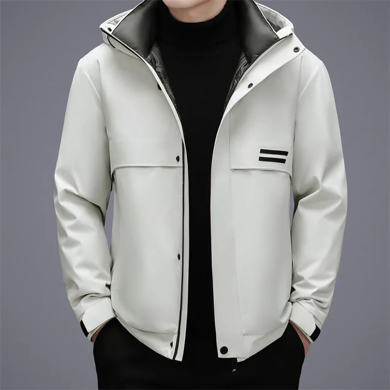 

High Quality Men's Warm Hooded White Duck Down Jackets 2025 Winter Casual Windproof Puffer Coats Outwear Thicken Parkas Clothing