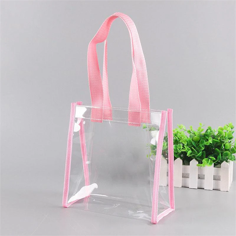 Women\'s Lightweight Handle Waterproof Transparent Shopping Bag Shoulder Carrying Handbag