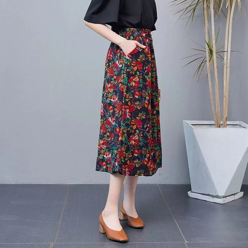 التنانير النسائية الصيفية الكلاسيكية موضة مريحة الكورية نمط ألف خط مزاجه خمر Mujer Faldas كل مباراة الجمالية فام