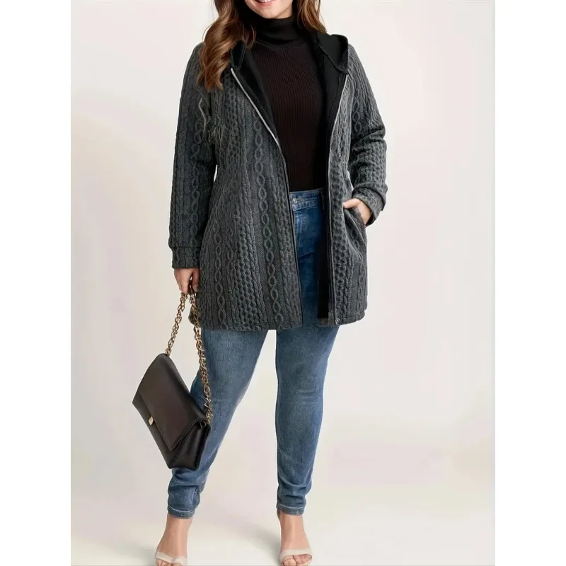 

Плюс размер 1XL-5XL женское повседневное пальто с капюшоном женская мода однотонные пальто на молнии с длинными рукавами топы