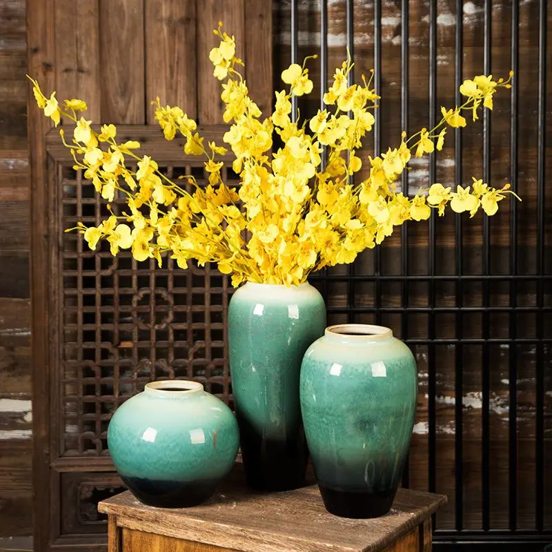 New Large Ceramic Vase with High Aesthetic Value, Dry Flower Arrangement, Hydroponic Fresh Flowers, High-end Retro Decoration