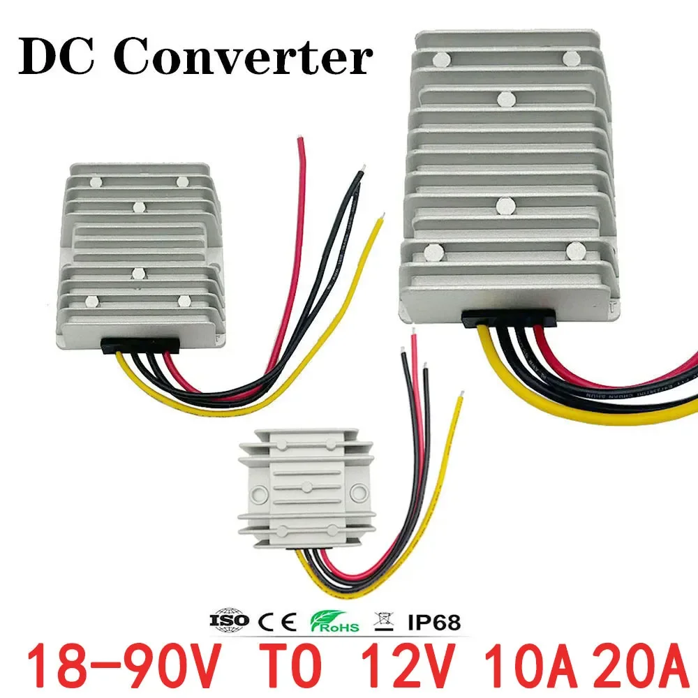 DC DC Converter 18-90V24V 36V 48V 60V 72V to 12V 10A 20A Step Down Voltage Regulator Transformer Bus Truck Car Power Supply CE
