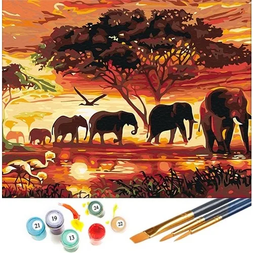 Painting Hobby Set Elephants 40x50 cm