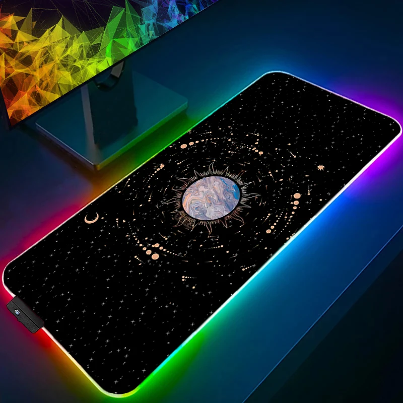 

Коврик для мыши Игровые аксессуары Светодиодный компьютерный геймер HD Коврик для клавиатуры RGB Ноутбук Space Galaxy Planet Настольный коврик для мыши Аниме Коврик для мыши