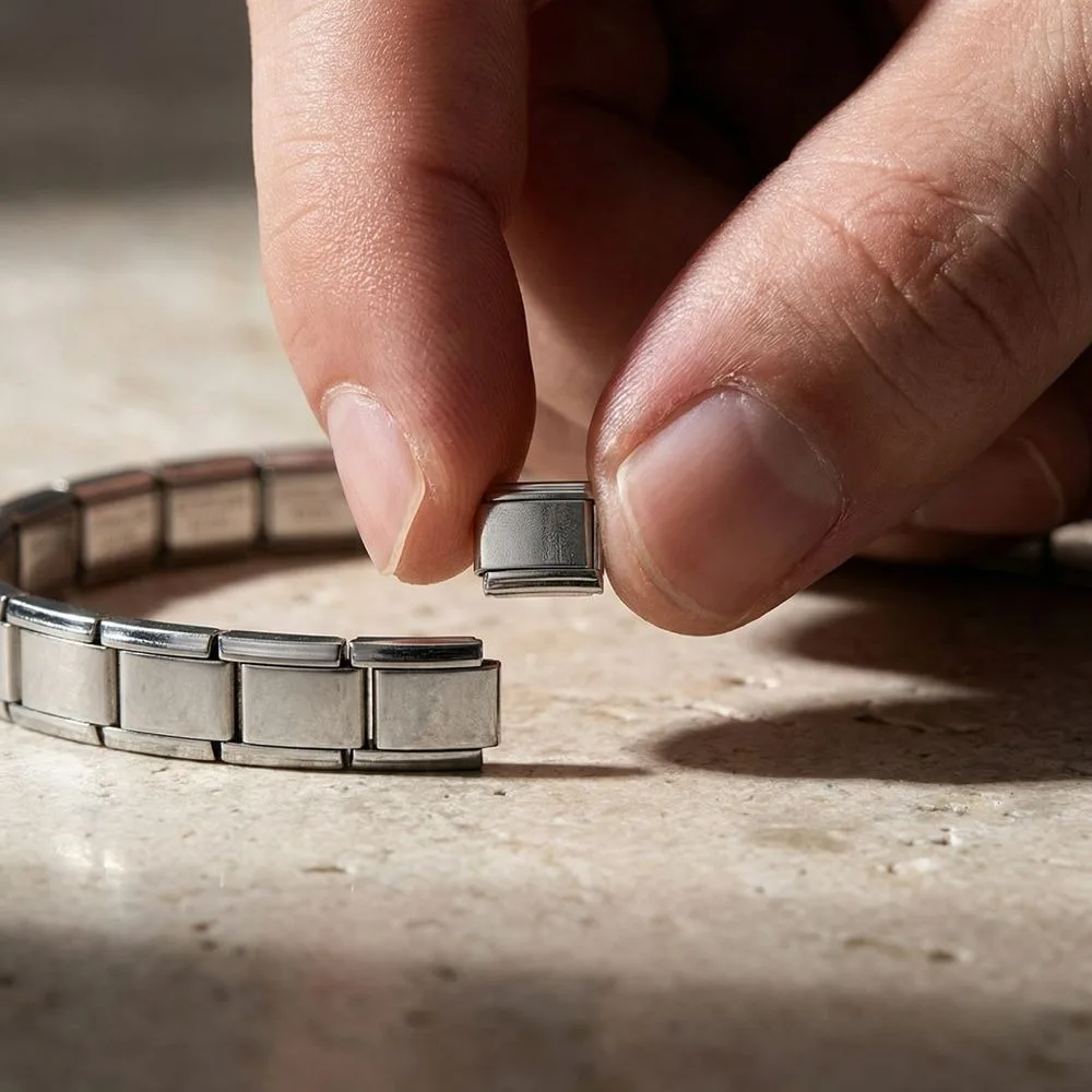 Stretchable Italian Chain Link Bracelet Square 9mm Modular Stainless Steel Bracelet Popular Jewelry Making Elastic Hand Chain