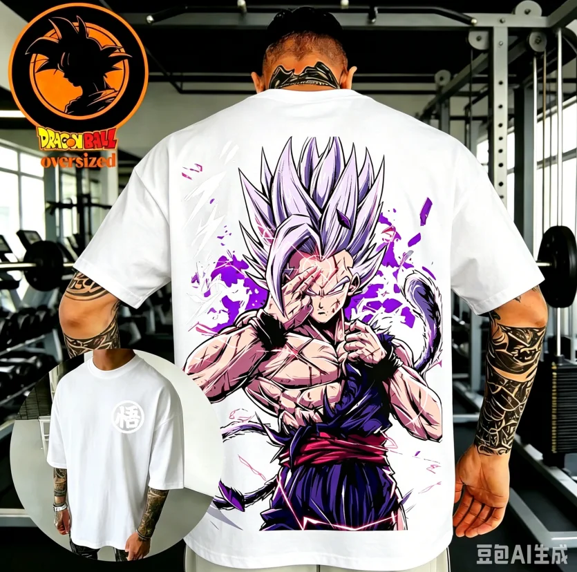 Dragon Ball Retro Classic Rundhals-Freizeit-T-Shirt für Herren, große Größe, Sunprint Kurzarm-Shirt aus 100 % Baumwolle für Jungen und Mädchen – Detail 5