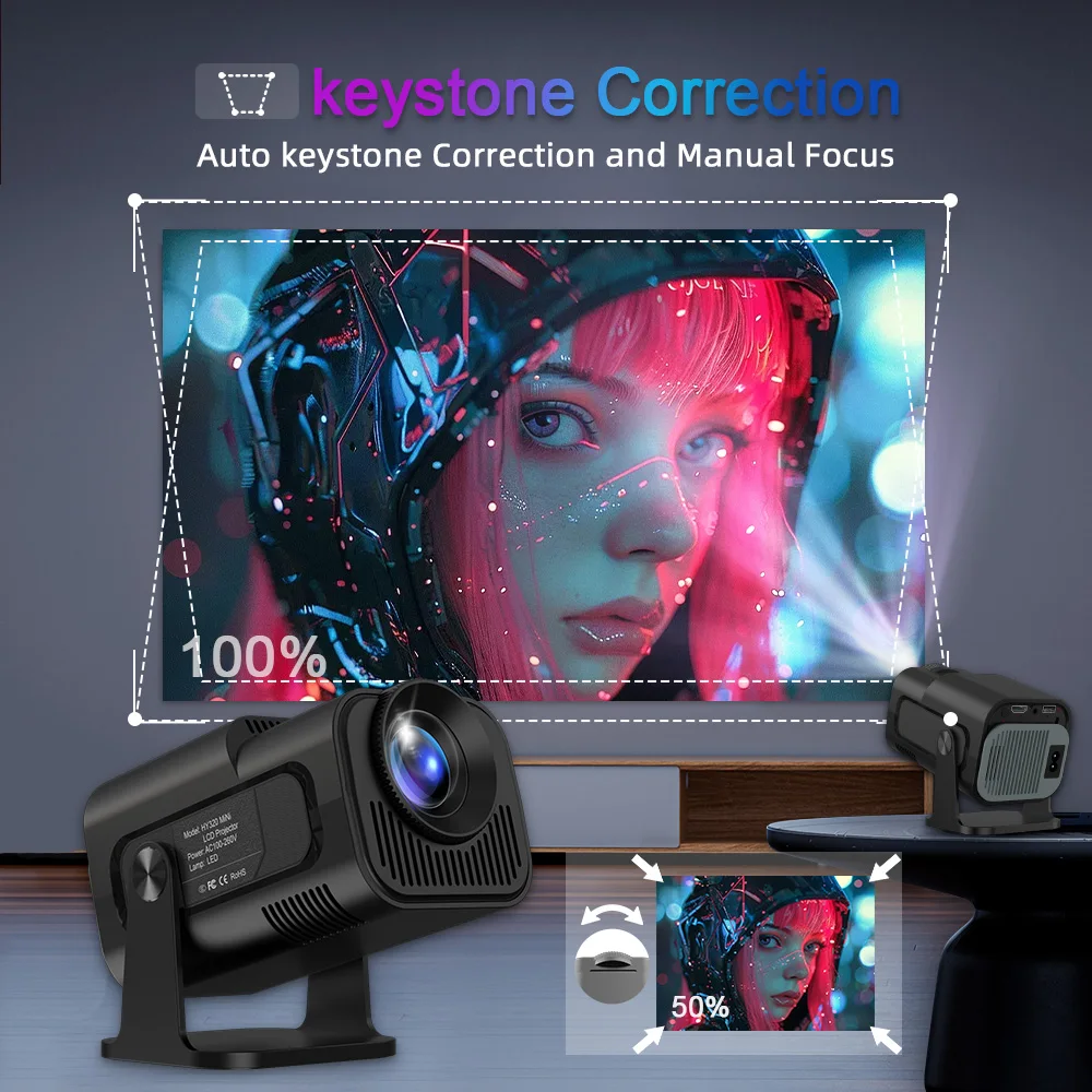 Velec 300 Ansi HY320 Mini-projector Upgrade 4K Android 11 WiFi 6 BT 5.0 Allwinner H713 Thuis Outdoor Draagbare Campingprojector