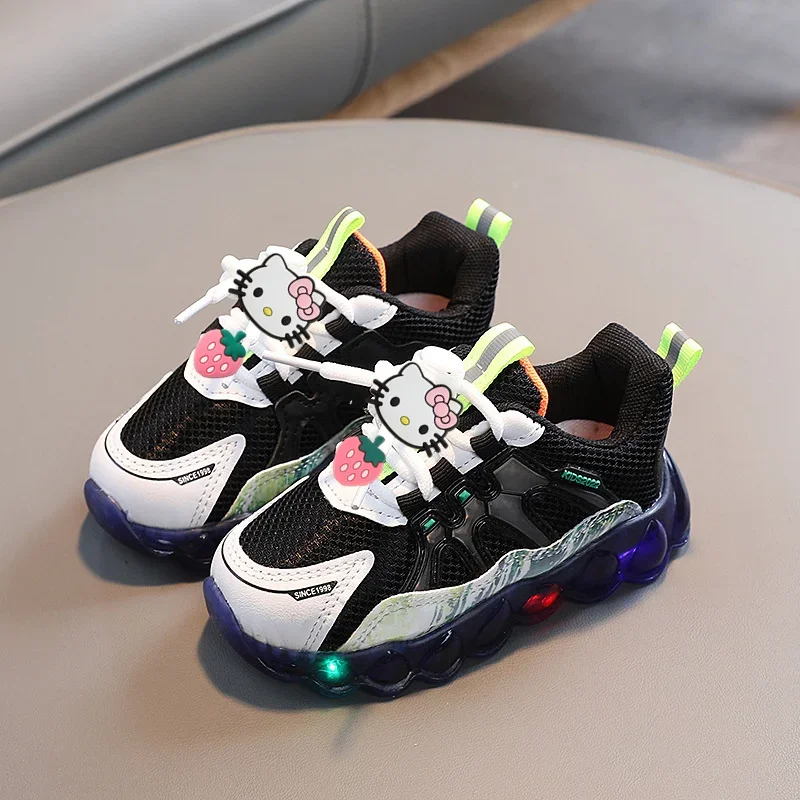 

Baby Kids cute Casual Shoes Spring Fall Boys LED Flashing Sneakers Sanrio hello kitty Summer Girls Mesh Toddler Shoes