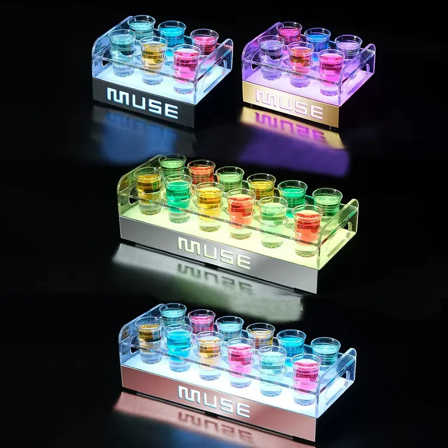 LED Luminous Shot Glass Display Stand Cup Holder Bar Holder Cocktail Cup Holder Bar Nightclub Party Bullet Glass Rack Light