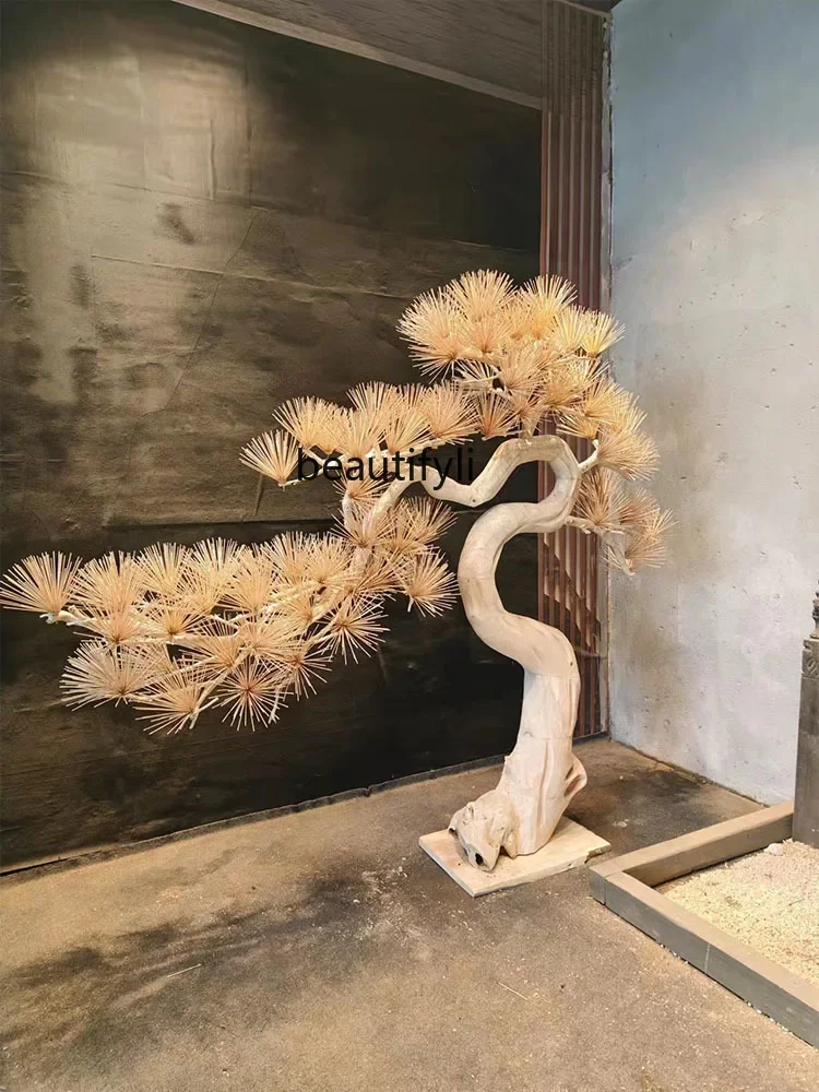 Chinese simulation pine tree modeling landscape indoor landscaping fake tree soft decoration zen ornament