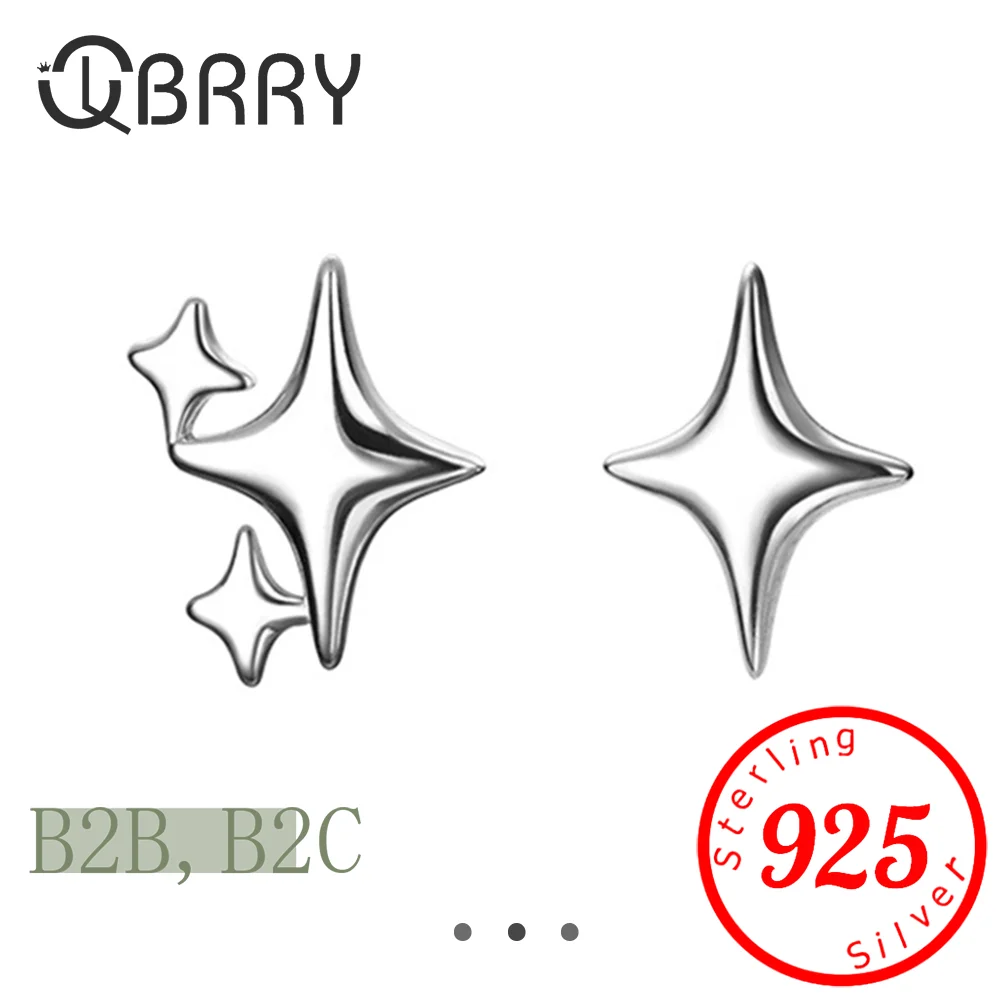 2pc Unisex Gothic Punk Copper Metal Studs Earrings Silver Color Stars Cross Pendientes Fashion for Women Men Personality Jewelry