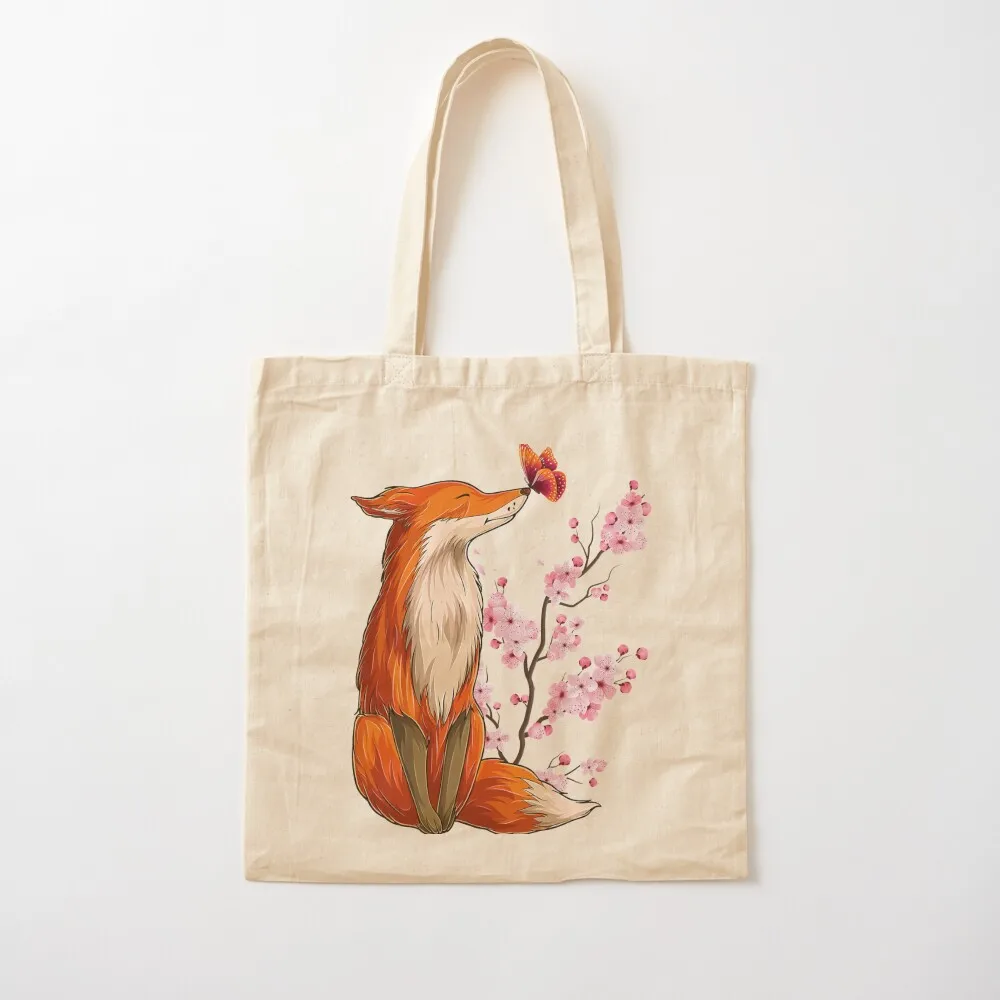 

Japanese Fox Cherry blossom Flower sakura trees Kawai Tote Bag shopper bag woman canvas tote bag Gift bags