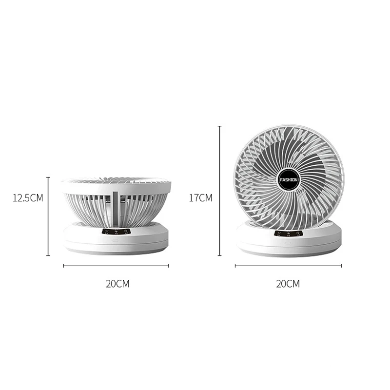 New Desktop Fan Folding Shaking Head Electric Fan Rechargeable Portable Fan Mini Low Noise Strong Wind 3 Speed Table Wall Fan