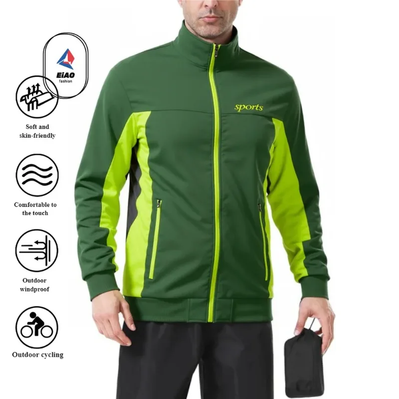 

Men Casual Jacket Outdoor Sports Windbreaker Lightweight Breathable Loose Fit Color Block Zipper Coat Cycling Jacket Autumn
