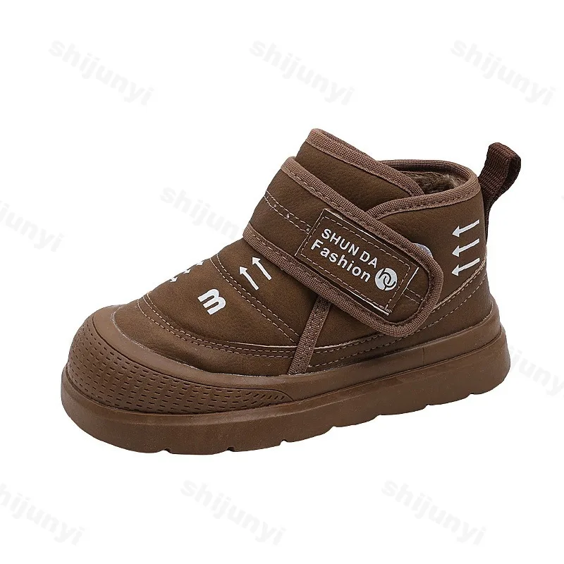 Boys' Retro Warm Casual High Top Snow Boots Winter 2025 Childrens' Soft Comfortable Versatile Fashion Trend Plush Cotton Boots