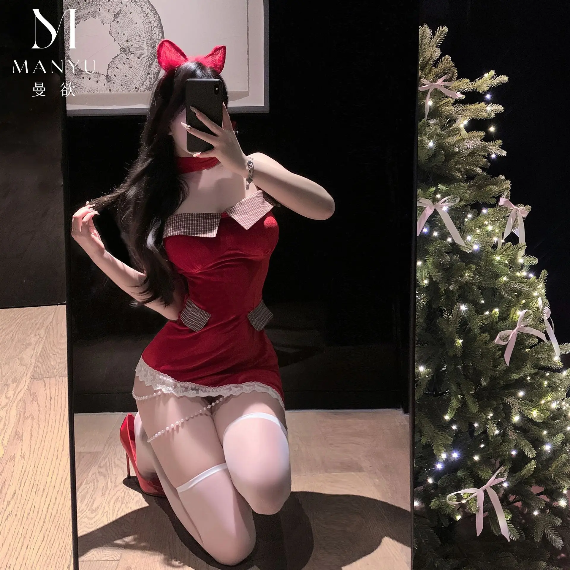Abito rosso di Capodanno con spalle scoperte sexy delle nuove donne Costumi cosplay per feste di Natale per donne adulte Abiti eleganti per appuntamenti Fliter Wear