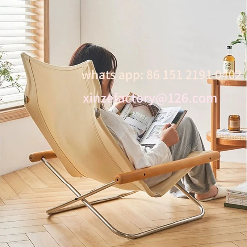 

Customizable Simple Canvas Sofa Chaise Longue Balcony Household Lazy Outdoor Leisure Beach Folding Chair