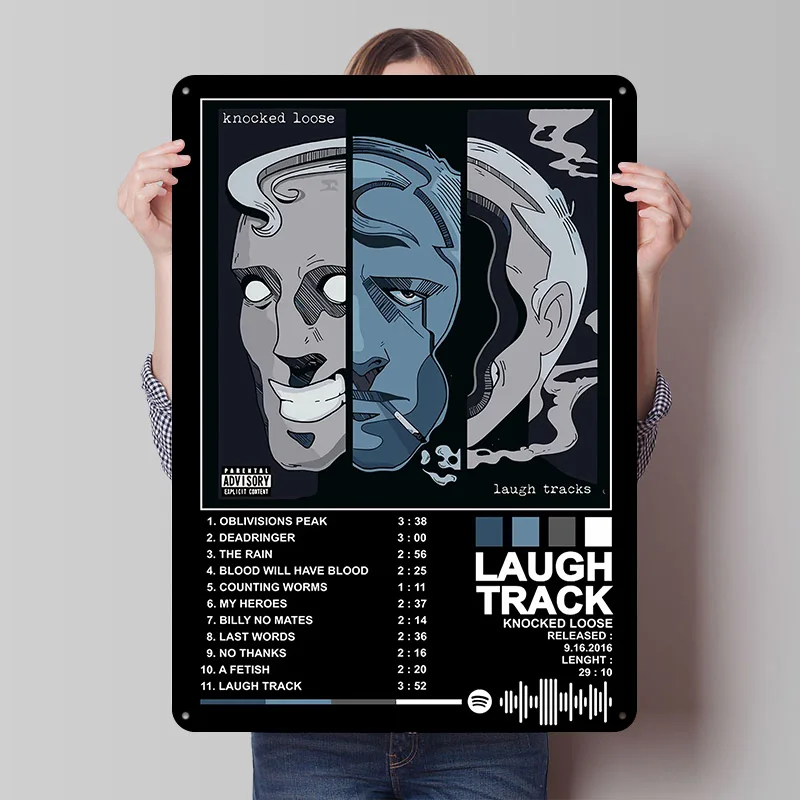 يطرق فضفاض-رابط الضحك ألبوم الفن المعادن المشارك تين علامات جدار الفن رجل الكهف مخصص علامة معدنية للديكور المنزل عصا ديكو #1