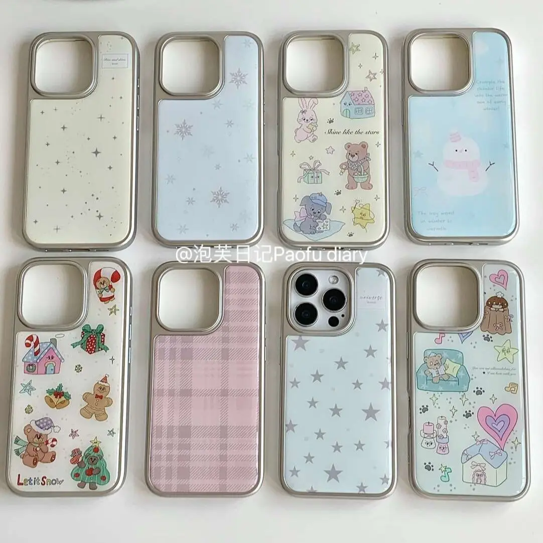 Cute Cartoon Star Ins Style Piattaforma Telaio Cassa Del Telefono Per IPhone 16 15 14 13 12 11 Pro Max XR XSMAX 16E 8 7 Plus Anti Caduta copertura