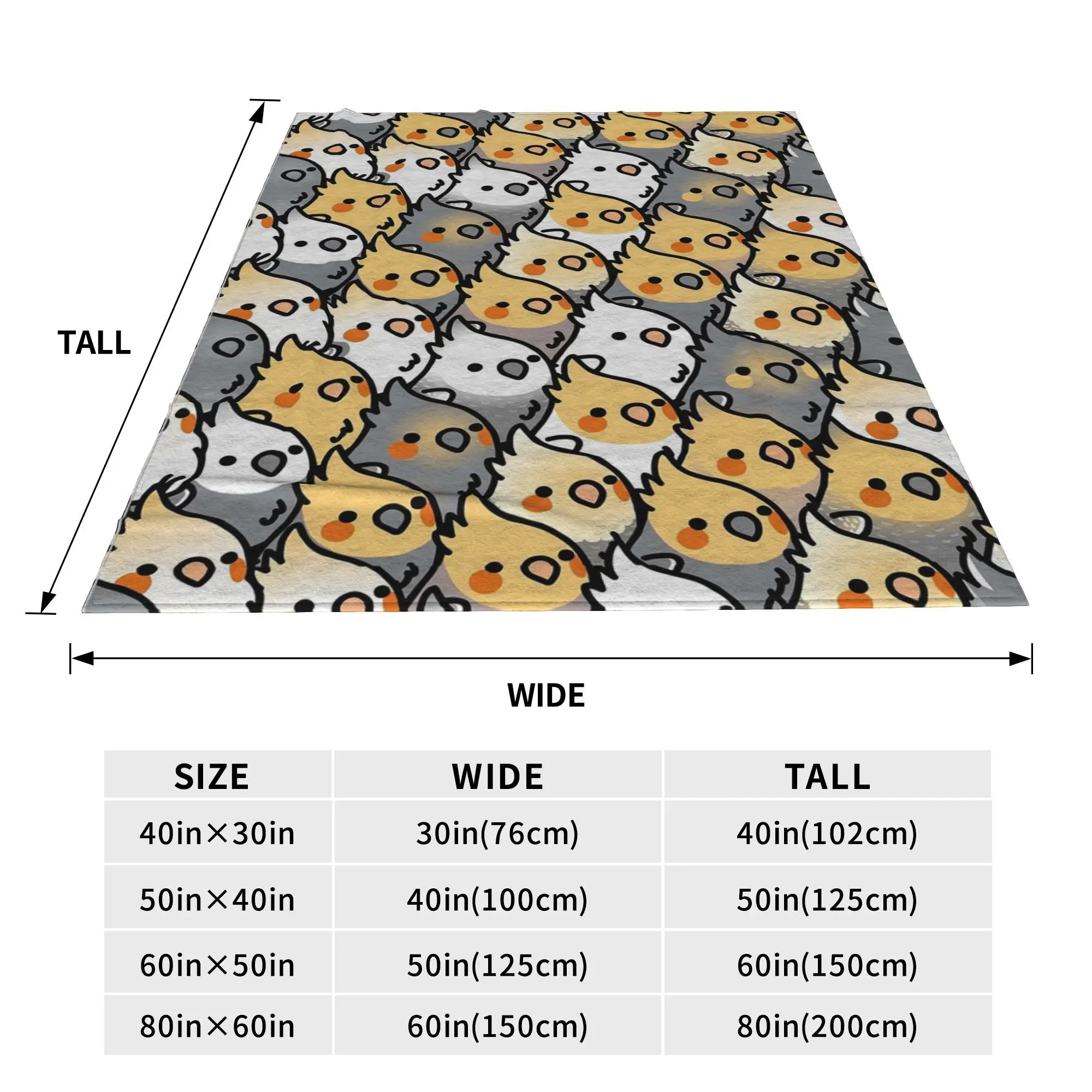 Chubby Cockatiel Party Blankets Soft Warm Flannel Throw Blanket Bedding for Bed Living room Picnic Travel Home Sofa