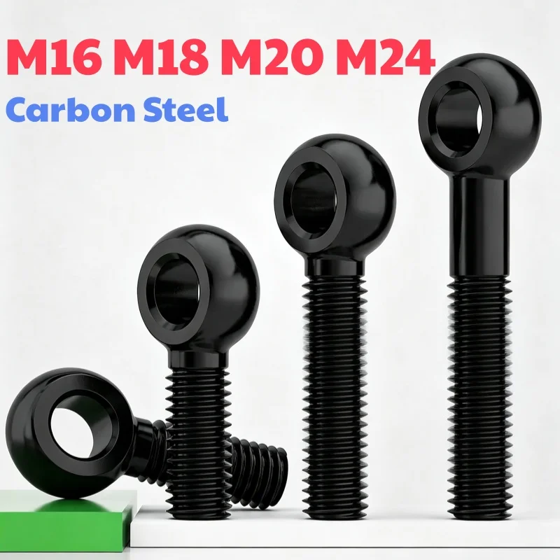 M16 M18 M20 M24 Black Carbon Steel Full/Half Threaded Fisheye Eye Slip Hole Screw Stud Articulated Anchor Bolt