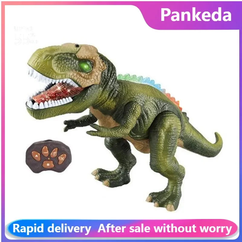 Electric RC Dinosaur Kids Pet Toys Tyrannosaurus Rex Remote Control Animal Model Eyes Shine Walk Sounds For Boy Children Gifts