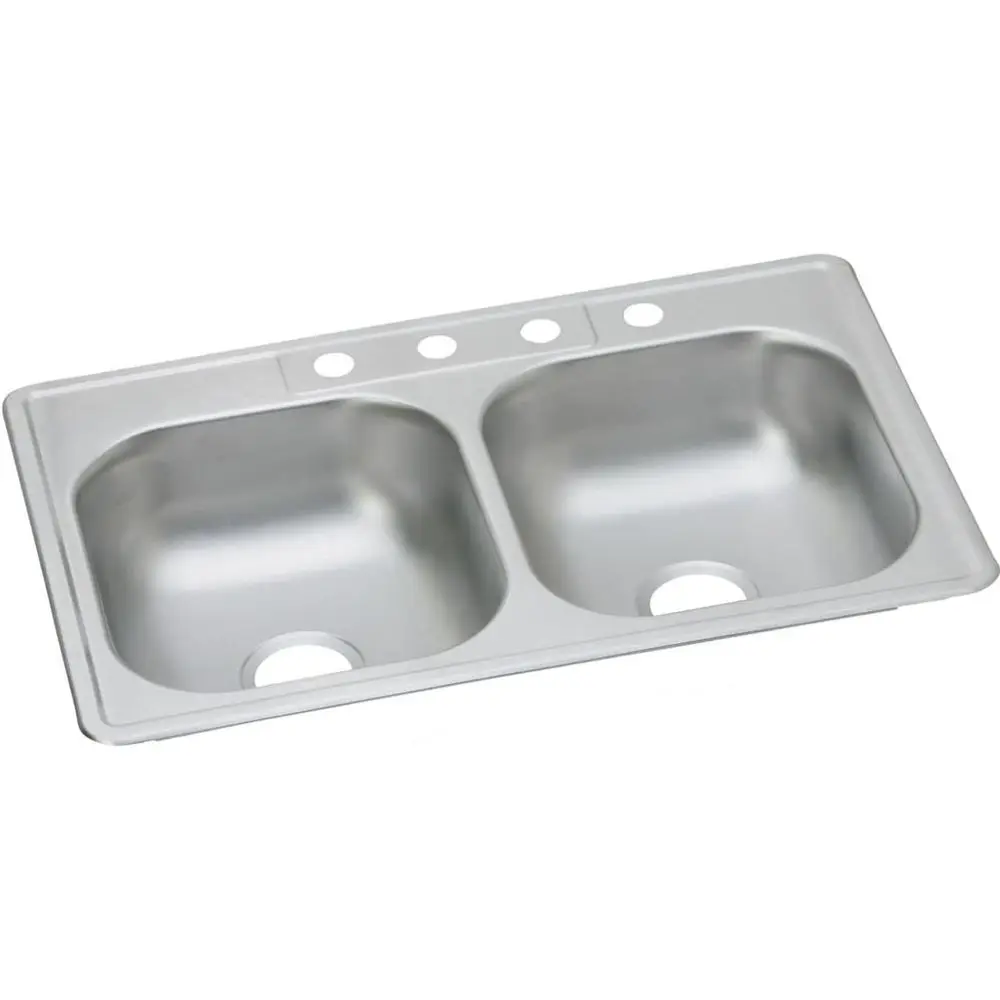 

Dayton 33 Drop In Double Basin Stainless Steel Kitchen Sink - 4 Faucet Holes