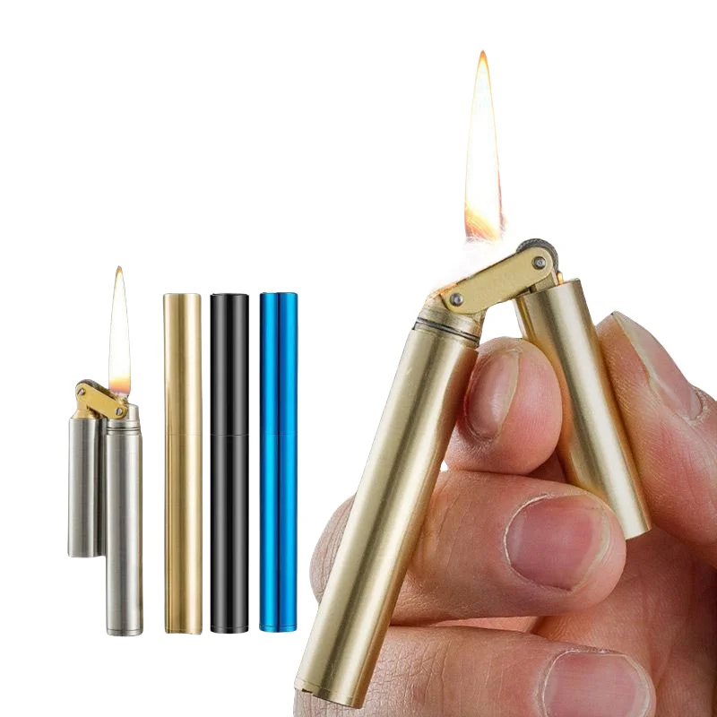 Nunchakus-encendedor de queroseno para hombre, mechero Vintage de latón a prueba de viento, de acero inoxidable, regalo de Navidad Para papá y marido