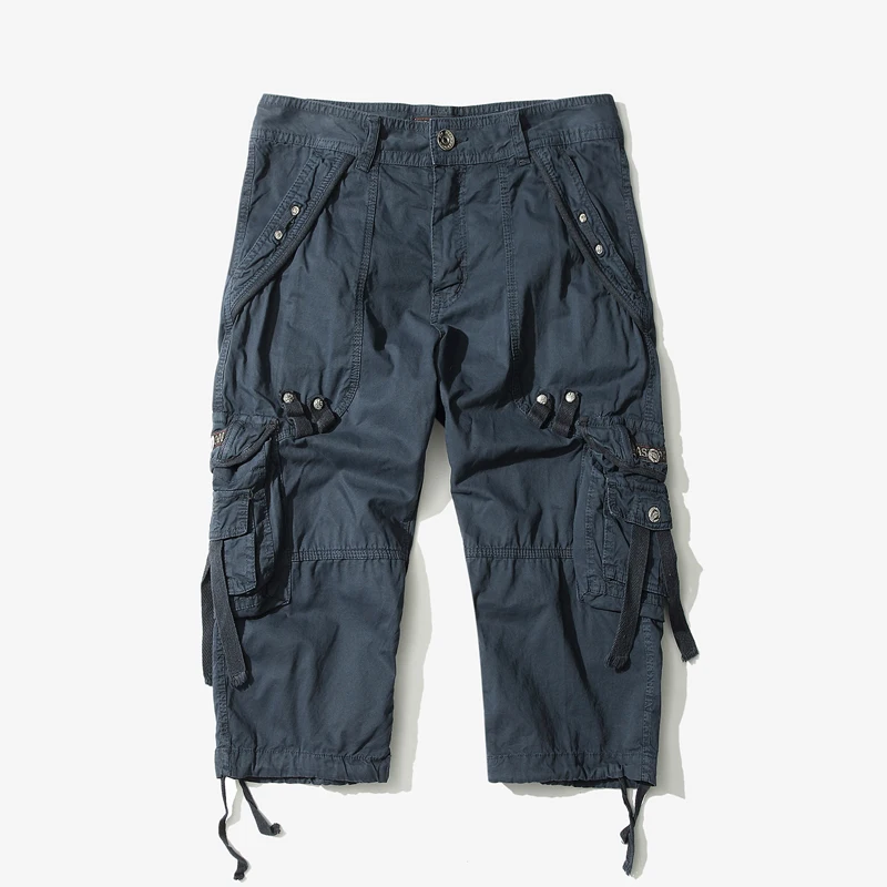 Pantalones cortos Cargo holgados de camuflaje para hombre, pantalones cortos de camuflaje para verano, pantalones cortos Cargo sin cinturón, envío