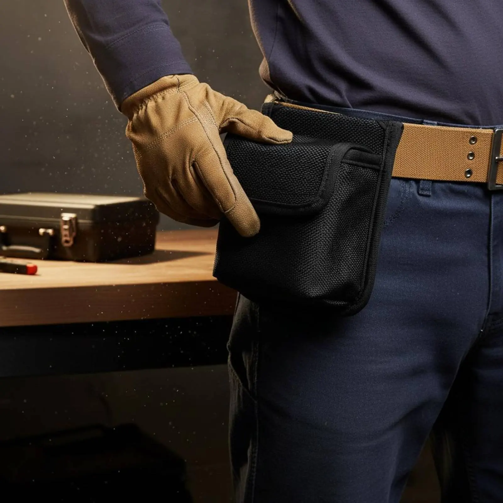 Tape Measure Belt Pouch Hands-Unrestricted Waist Tape Measure Pouch Attach-on Tool Holder Wear-Resistant Belt Fastener Tool