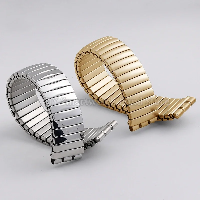 17 мм 20 мм эластичный ремешок для часов из нержавеющей стали для Swatch, металлический эластичный расширительный браслет, мужские и женские аксессуары для часов