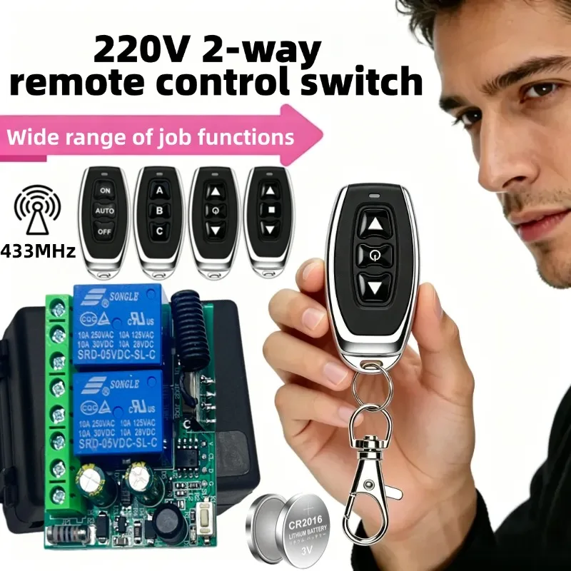 2 Channels 433Mhz RF Wireless Remote Control Switch AC 85-256V 220V 110V Relay 2CH Receiver Module For Garage Door Curtain Light