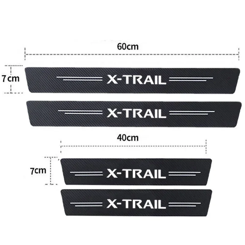 For Nissan X-Trail Logo Luminous Carbon Fiber Car Rear Trunk Door Threshold Sill Anti Kick Sticker Scuff Scratch Film Decals