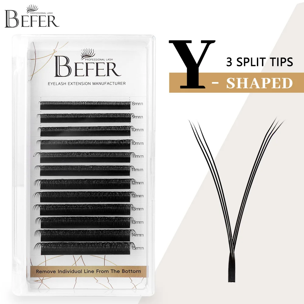 

Befer Triple Tips Y Eyelashes Extension YY Shape Lashes Extension Cilios Brasileiro Y Brazilian Volume Natural False Eyelash