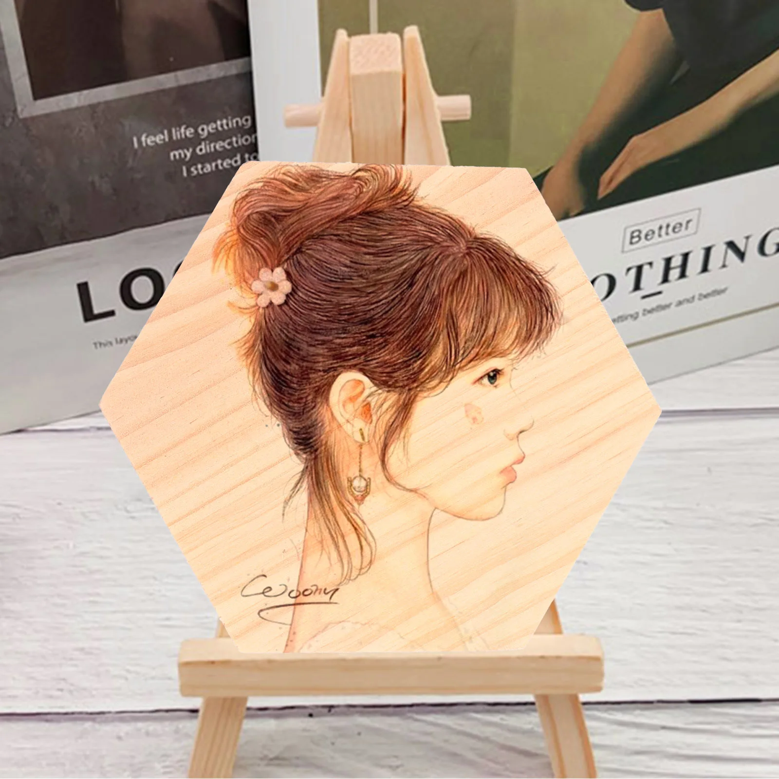 

2pcs Unfinished Hexagon Wood Panels Natural Solid Boards For Painting Diy Crafts Decoration Blanks Adornment Home Party