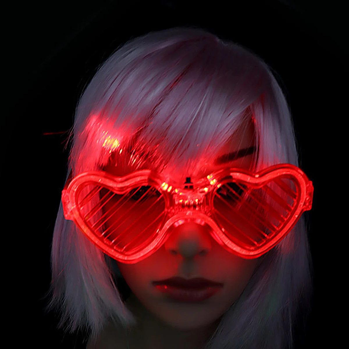 

2 Pcs Glowing Glasses Blinds Party Light Up Eyeglasses Red Sunglasses Neon Lights
