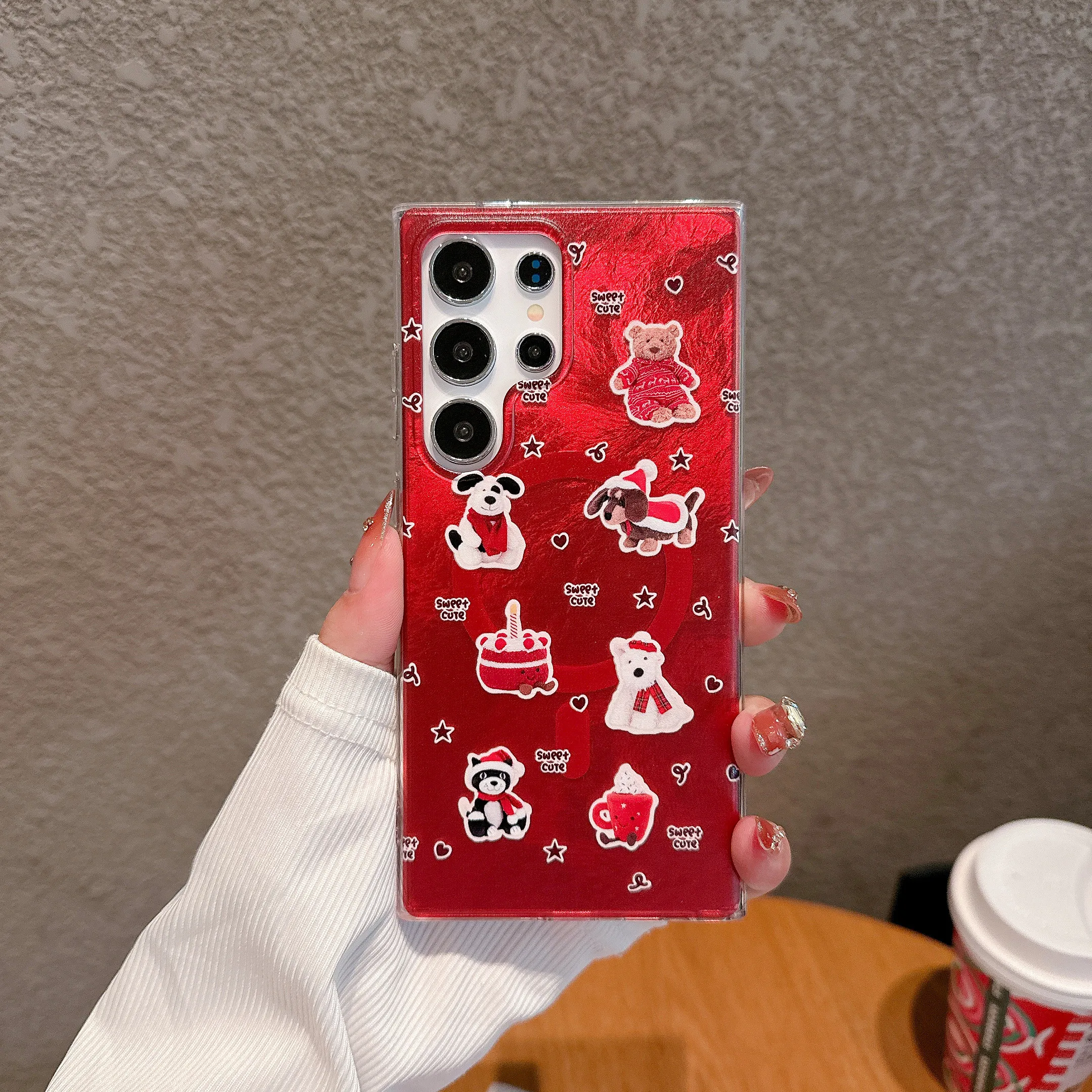 New Arrival Premium Magnetic Phone Case For Samsung Galaxy S23 24 25 Ultra S24Plus FE Cartoon Puppy With lanyard Phone Cover