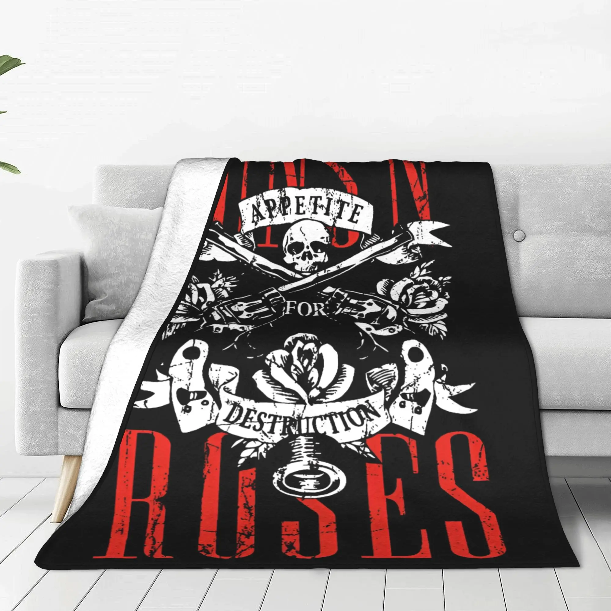 Guns N Roses Blankets 80s Rock Punk Plush Funny Soft Throw Blanket for Bedspread Decoration