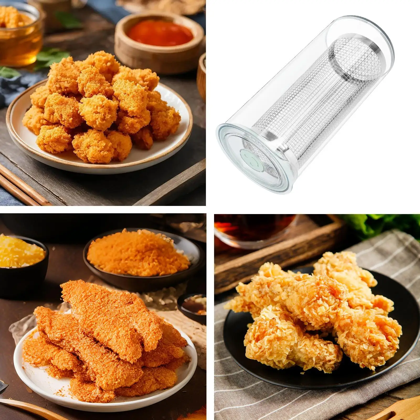 Food Breader Shaker 360 Degree Clear Dispenser Roller Breading Shaker Container With Lid For Home Kitchen Baking Camping Meal