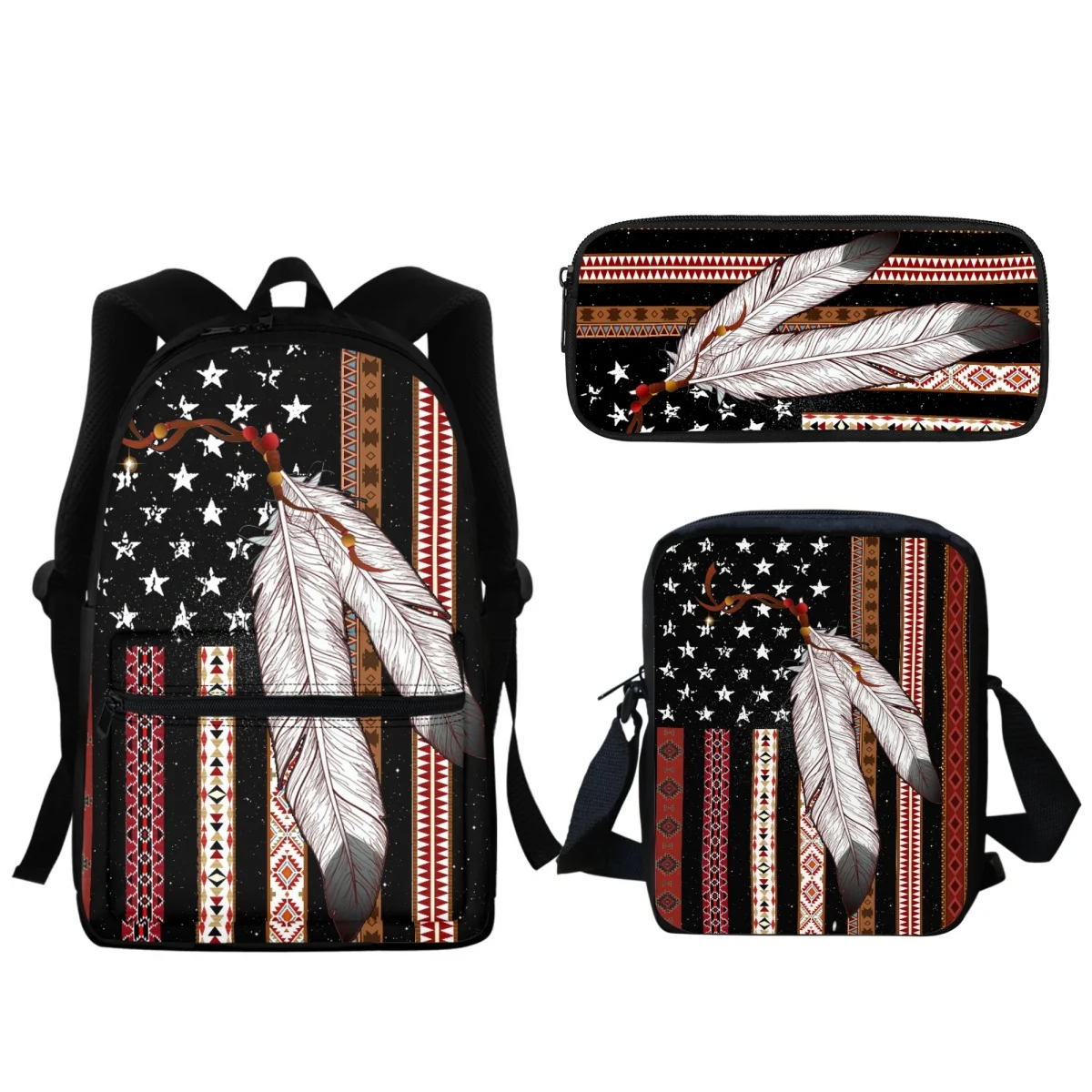 Vintage Feather Designer School School Bag Girls Boys Middle School Students Zipper Backpack Small Satchel Bag Learning Tools