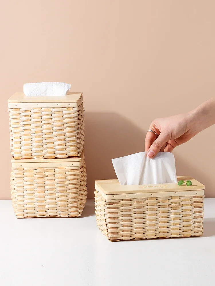 Japanese Rattan Paper Box for Home, Living Room, Coffee Table, Creative Tissue Box, Simple Napkin Storage Box, Draw Paper Case