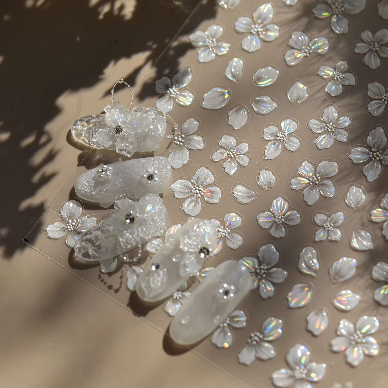 Flor de dopamina 5D pegatina artística para uñas Floral colorido con pétalos de gelatina semitransparentes lindo autoadhesivo calcomanía para manicura DIY