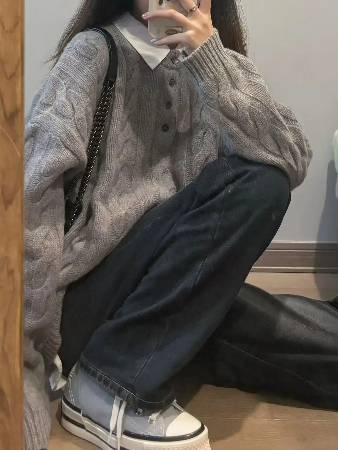 

Oversize Lazy Sle Thiened Knitted Sweater Women's Autumn Winter New Korean Loose Twist Head Overalls Warm Faionable