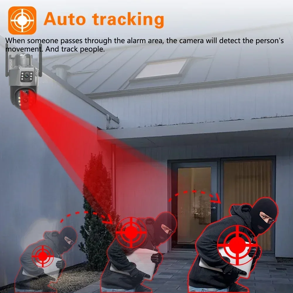 4K Dual Lens Solar Wireless PTZ IP Camera with AI Auto Tracking and Battery Power Outdoor CCTV Security Surveillance Camera 8MP