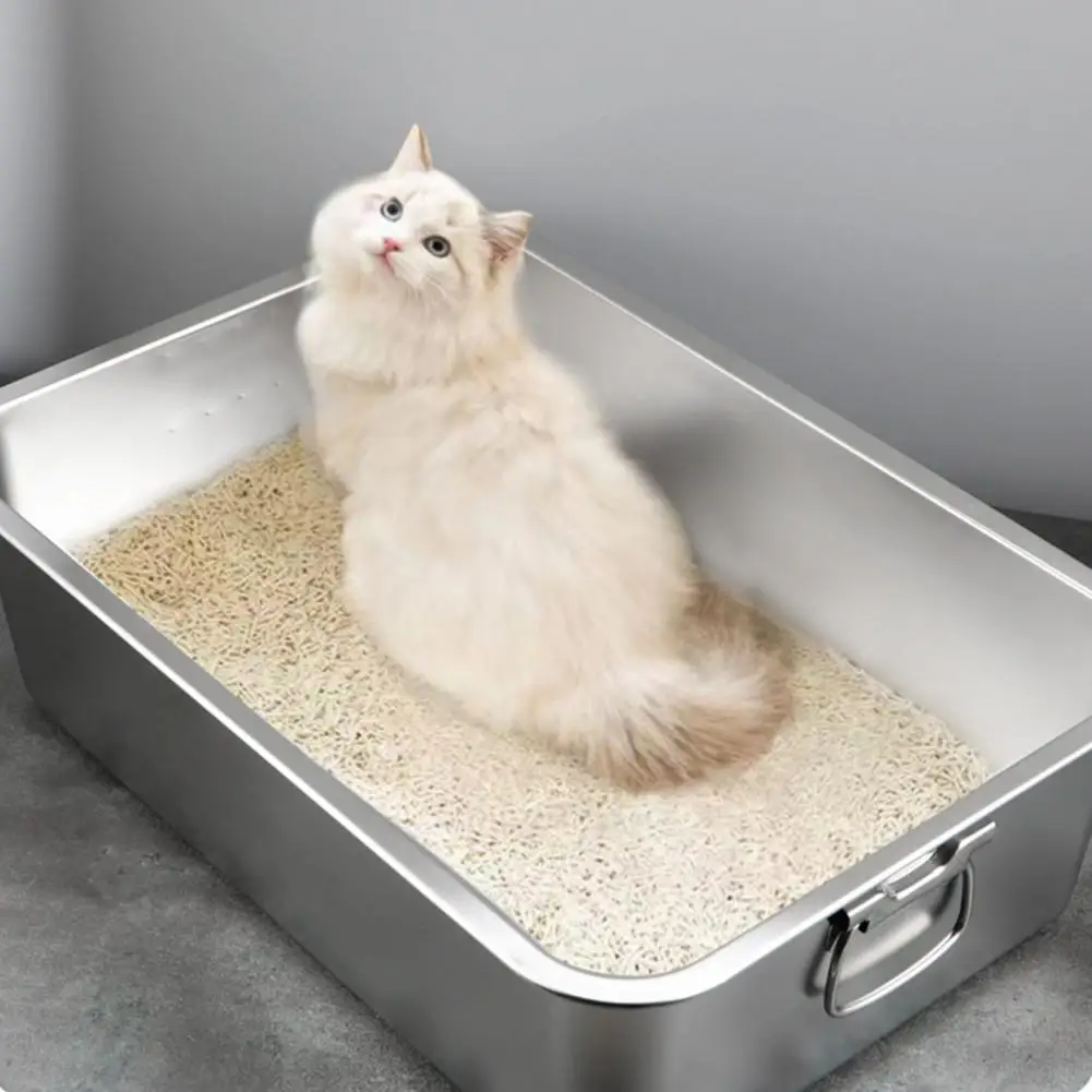 Ferret Litter Box Pet Litter Box Durable Stainless Steel Cat Litter Box Spacious Low Entry Design for Easy Access Pet