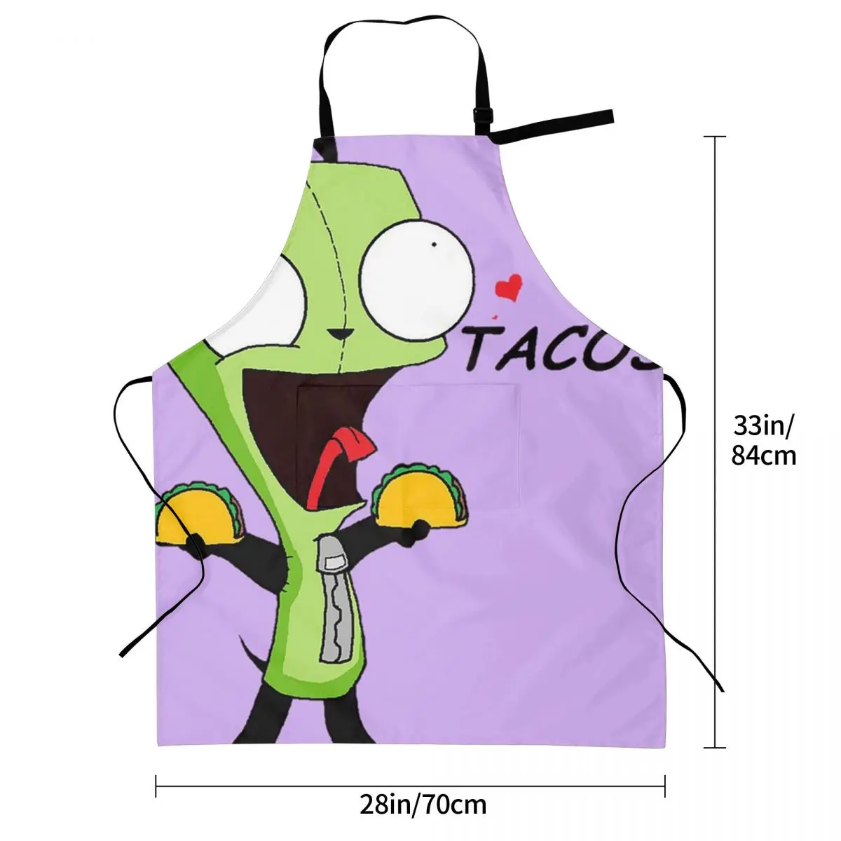 Gir Loves Tacos (Invader Zim) Aprons Chef Cooking Cuisine Tablier Waterproof Bib Kitchen Cleaning Pinafore for Women Men