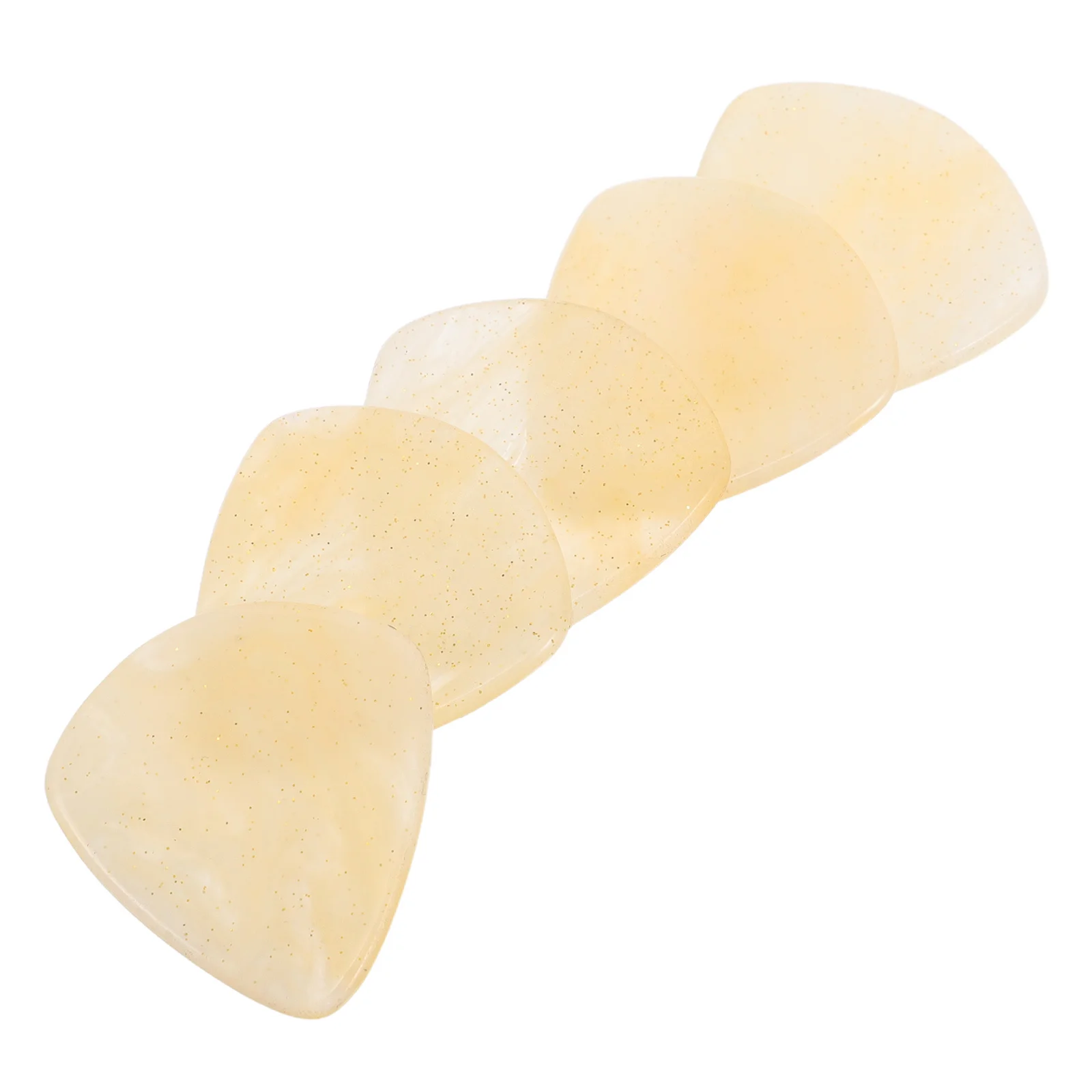 

5pcs Resin Guitar Picks Heart-Shaped Yellow Plectrums For Electric Bass Acoustic Guitar Ukulele Smooth Edge Natural Material