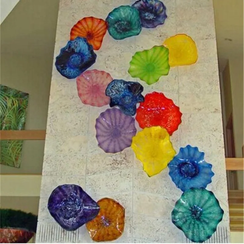 

Colorful Flower Plates Murano Glass Plate for New House Wall Decoration